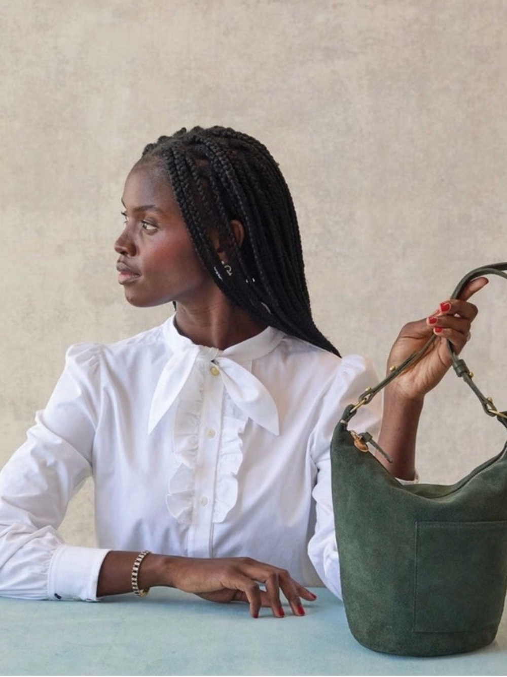Clare V Jeanne Bag in Loden Suede